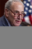 Senate minority leader Schumer speaks on the tariff plans implemented by the Trump administration