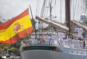 El Juan Sebastián Elcano sale de Santo Domingo con la princesa Leonor rumbo a Nueva York