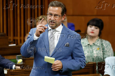 Canada's Bloc Quebecois leader Yves-Francois Blanchet speaks during Question Period in the House of Commons on Parliament Hill in Ottawa