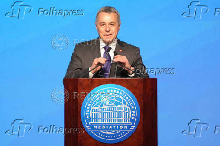 Swiss Foreign Minister Ignazio Cassis, attends signing ceremony of Convention on the Establishment of The International Organization for Mediation (IOMed) in Hong Kong