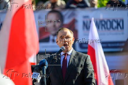 Polish presidential candidate Karol Nawrocki campaigns in Domostawa