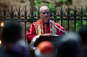 Pope Leo leads a Rosary prayer in the Vatican Gardens