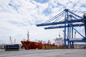 FILE PHOTO: A ship docks at Lobito Port in Lobito