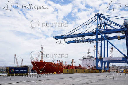 FILE PHOTO: A ship docks at Lobito Port in Lobito