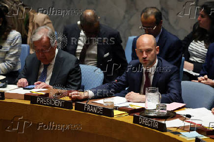 France's Minister for Europe and Foreign Affairs Jean-Noel Barrot chairs U.N. Security Council meeting on Israel and Palestinian conflict