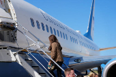 Homeland Security Secretary Kristi Noem departs Pratica di Mare Air Base near Rome