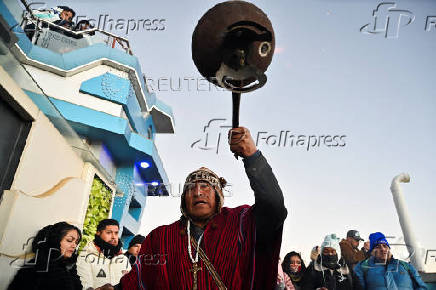 Bolivian indigenous Aymara welcome the New Year, in El Alto