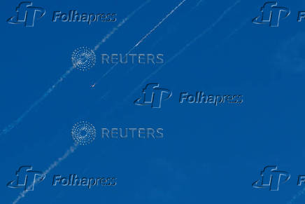 Missiles launched from Iran towards Israel are seen from Hebron