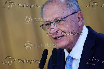 Brazil's Vice President Geraldo Alckmin speaks during a ceremony at the Planalto Palace, in Brasilia