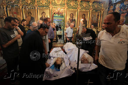 Aftermath of an Israeli strike on the Church of the Holy Family, in Gaza City