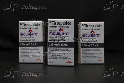 FILE PHOTO: Vials of Eli Lilly's Mounjaro are placed on a table for a photograph in a health clinic in Hyderabad