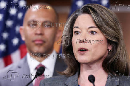 U.S. House Minority Leader Jeffries leads a news confernce on Capitol Hill in Washington