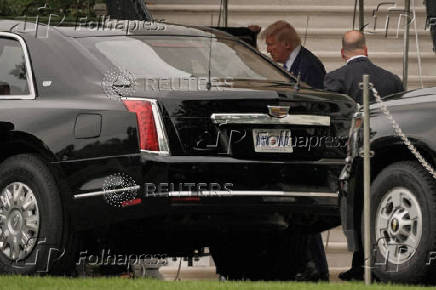 U.S. President Donald Trump departs the White House, in Washington