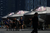 Onboard HMS Prince of Wales aircraft carrier at Marina Bay Cruise Centre in Singapore