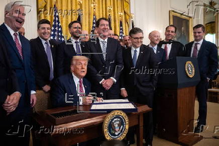 Signing ceremony for cryptocurrency legislation at the White House in Washington