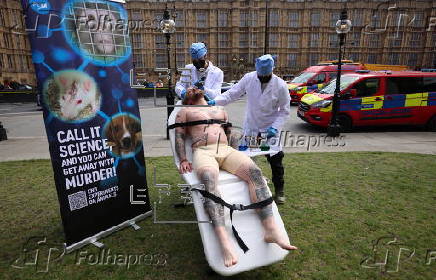 PETA protests against animal testing for scientific research in London