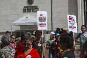 Protesto dos servidores municipais em frente a Prefeitura de São Paulo