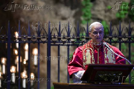 Pope Leo leads a Rosary prayer in the Vatican Gardens