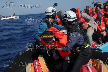 Sea-Watch 5 migrant search and rescue ship rescues migrants at the SAR zone off Libya