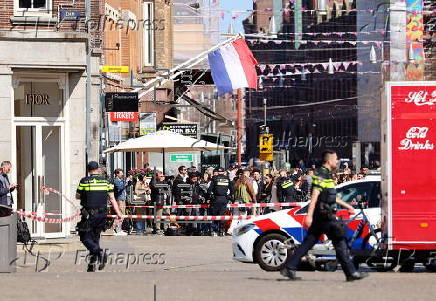 Car burns out on Dam Square in Amsterdam