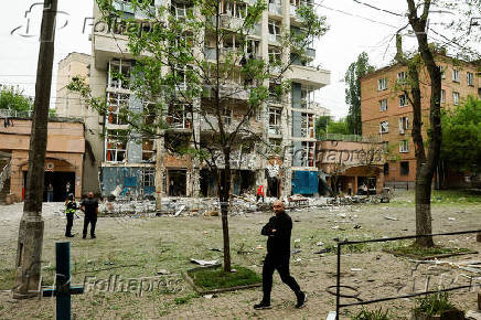 Aftermath of a Russian drone strike, amid Russia's attack on Ukraine, in Kyiv,