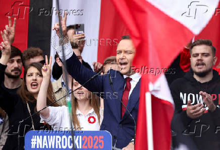 Poland's presidential candidate Nawrocki holds a march, in Warsaw