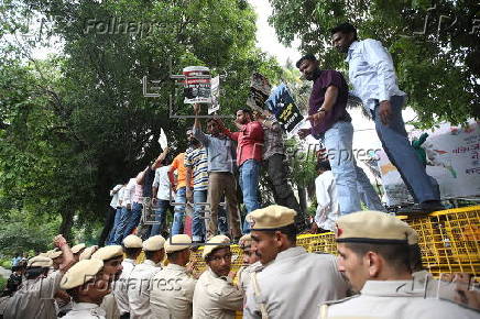 Indian Youth Congress activists stage anti-BJP protest over remarks on Indian military