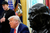 U.S. President Donald Trump and Elon Musk attend a press conference at the White House