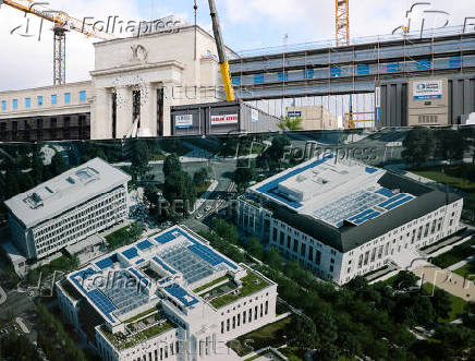 Construction work continues at the U.S. Federal Reserve building as U.S. President Trump assails Fed Chair Powell