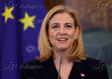 Austrian Foreign Minister Meinl-Reisinger attends a press conference in Vienna