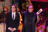A cantora Marina Lima na celebração, e o mestre de cerimonia Ricardo Bittencourt