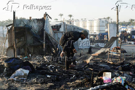 Aftermath of an Israeli strike on a tent camp sheltering displaced people, in Khan Younis