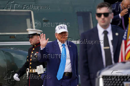 U.S. President Donald Trump departs for New Jersey