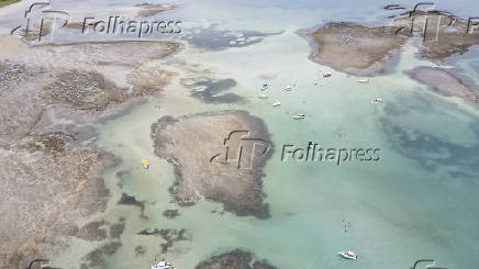 Vista aérea da praia de Moreré, na ilha de Boipeba (BA)