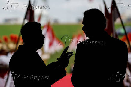 Arthur Lira e Rodrigo Pacheco durante cúpula dos presidentes dos parlamentos do G20