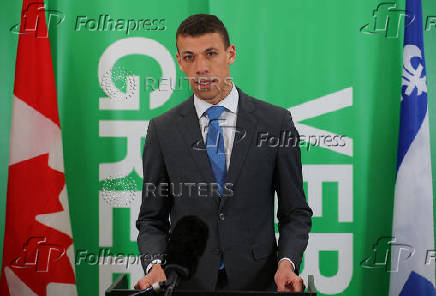 Green Party co-leader Pedneault responds after the Leaders' Debates Commission decided to drop the party from the French and English federal election debates, in Montreal