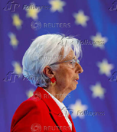 European Central Bank President Christine Lagarde addresses the media in Frankfurt