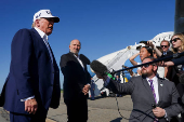 U.S. President Donald Trump boards Air Force One at Morristown Airport