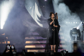 A cantora Lana Del Rey durante seu show no festival Mita, no vale do Anhangabaú