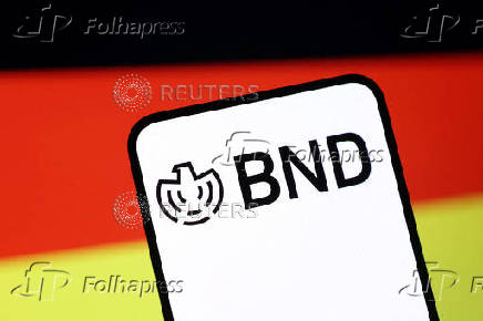 Illustration shows BND (Bundesnachrichtendienst) logo and German flag