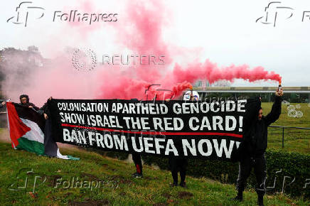 Demonstration in support of Palestine outside the UEFA Headquarters