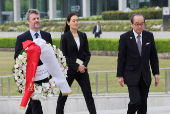 Denmark's King Frederik X pays respects to atomic bomb victims at Hiroshima Peace Memorial Park