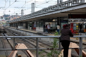 Train workers strike in Lisbon