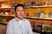 CEO Jason Cheung of toy manufacturer Huntar Company Inc poses in Union City