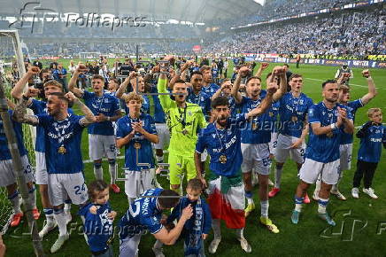 Lech Poznan team celebrate their Polish Extra League championship title