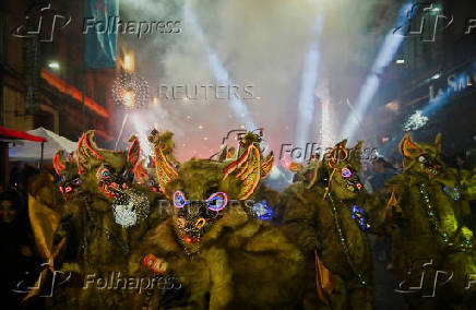 Bolivians celebrate the Gran Poder parade, in La Paz