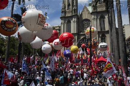 Protesto contra a reforma da Previdência na praça da Sé