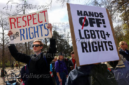 Protest against U.S. President Trump and his adviser Musk, in Berlin