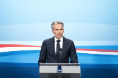 Dutch Prime Minister Dick Schoof speaks to the press after the Council of Ministers