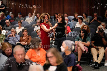 U.S. Congressman Mike Lawler (R-NY) attends a town hall meeting in Mahopac, New York